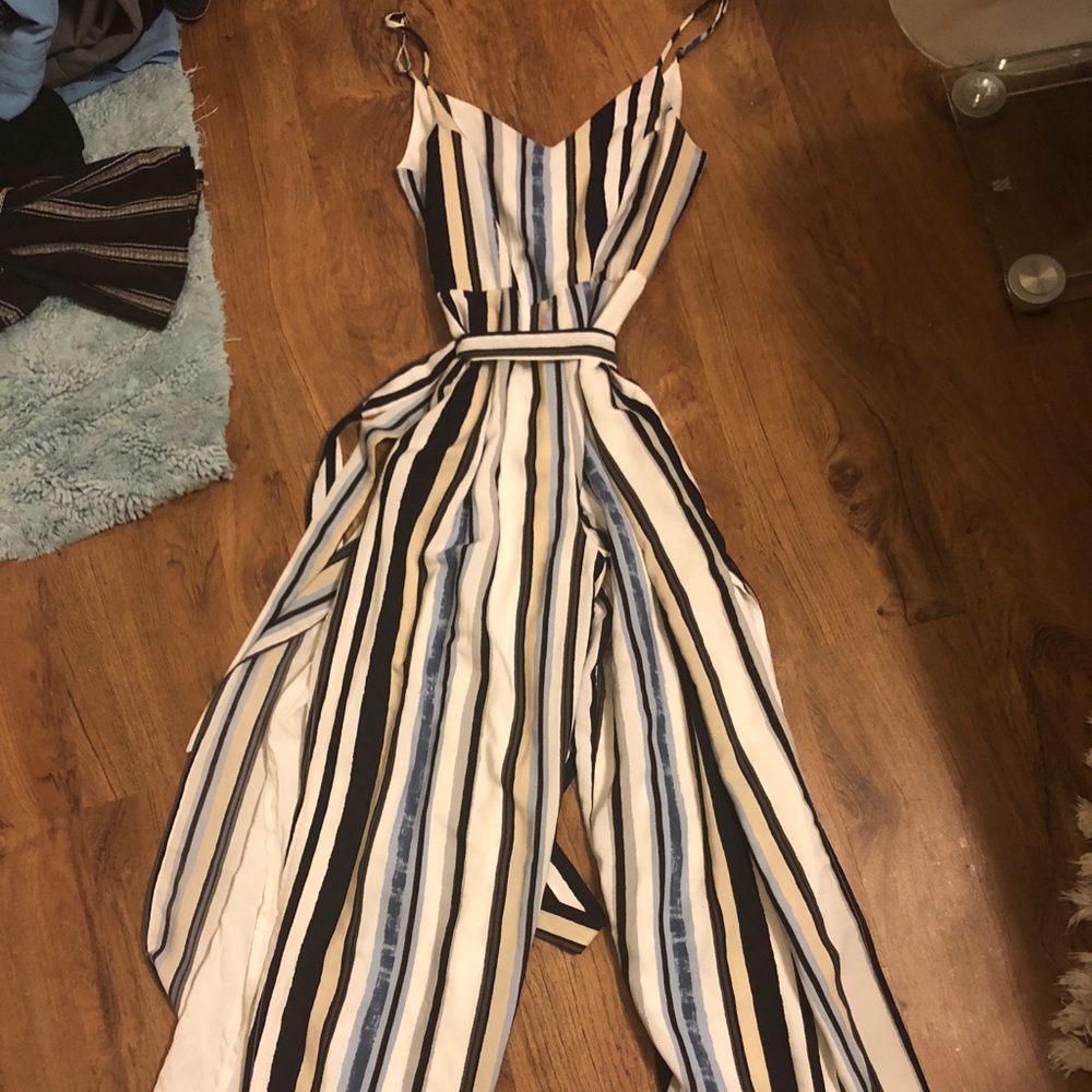 Striped jump suit